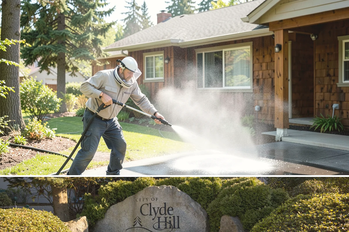 Cedar Fence Cleaning in Clyde Hill, King County, WA - A dry stretch in summer is best so the cedar can fully dry before any stain or sealer goes on.