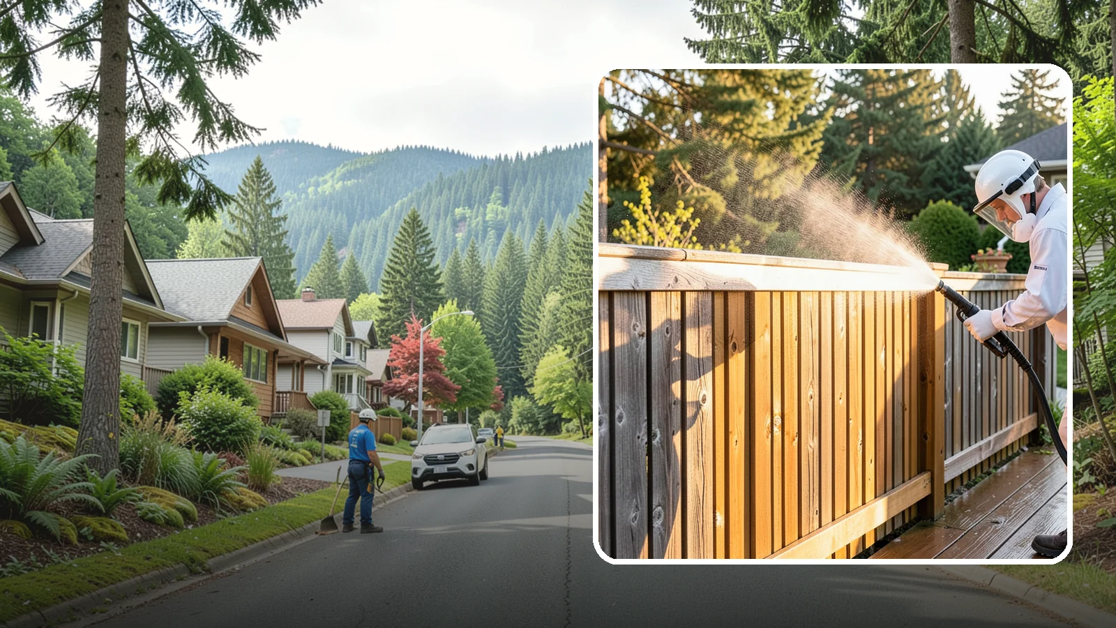 Cedar Fence Cleaning in Darrington, Snohomish County, WA - Gentle cleaning tuned for cedar, the wood that grays fastest under Washington's damp, shaded conditions.