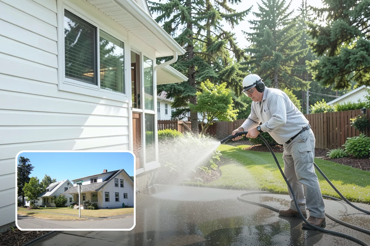 Cedar Fence Cleaning in DuPont, Pierce County, WA - Brings back cedar's natural warm color hidden under gray weathering