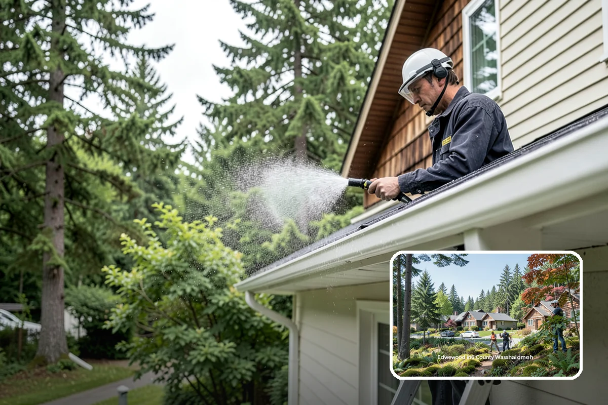 Cedar Fence Cleaning in Edgewood, Pierce County, WA - Brings back cedar's natural warm color hidden under gray weathering