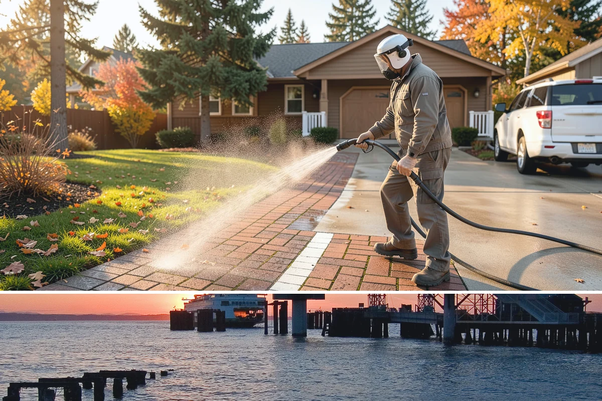 Cedar Fence Cleaning in Edmonds, Snohomish County, WA - A dry stretch in summer is best so the cedar can fully dry before any stain or sealer goes on.