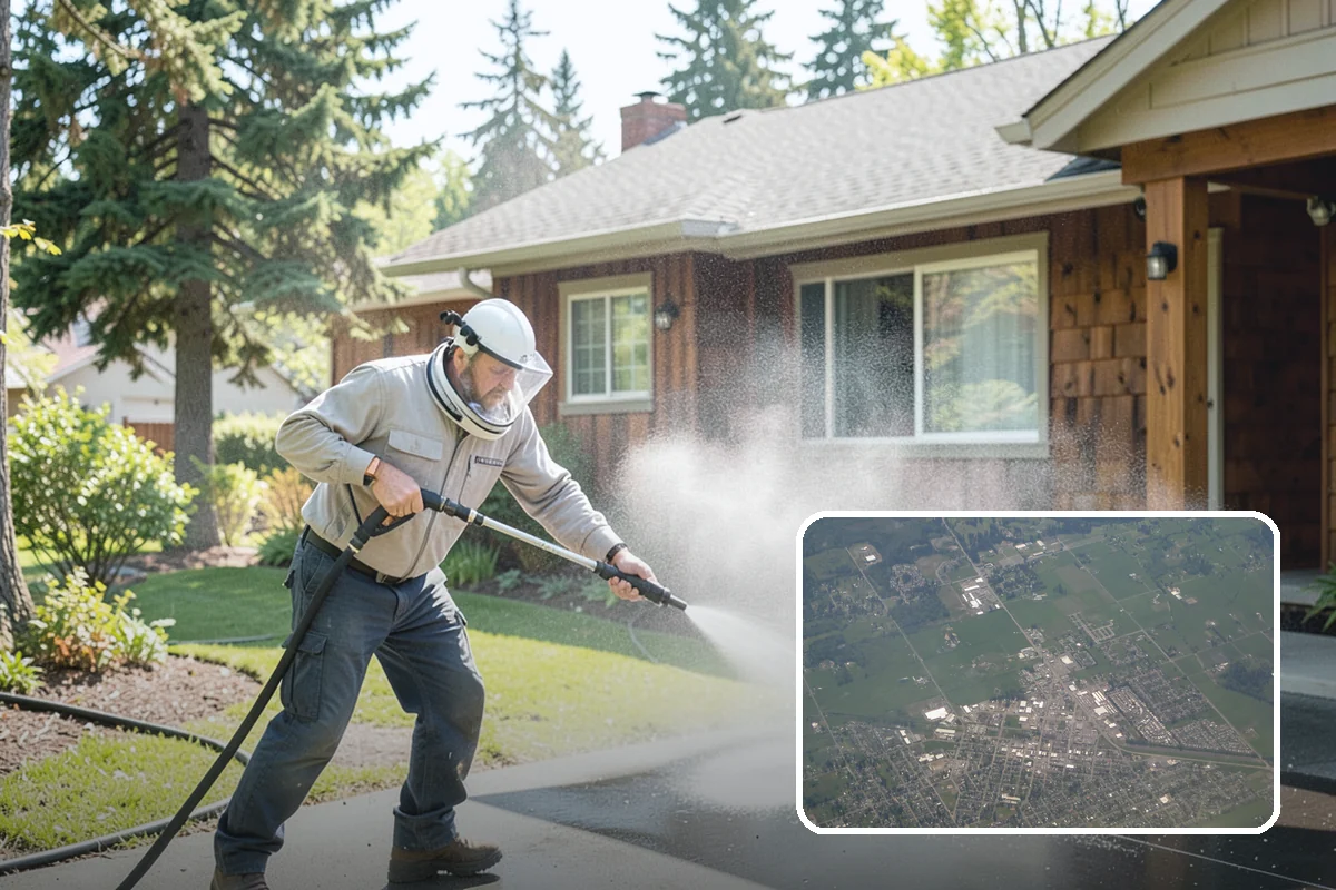 Cedar Fence Cleaning in Enumclaw, King County, WA - Brings back cedar's natural warm color hidden under gray weathering