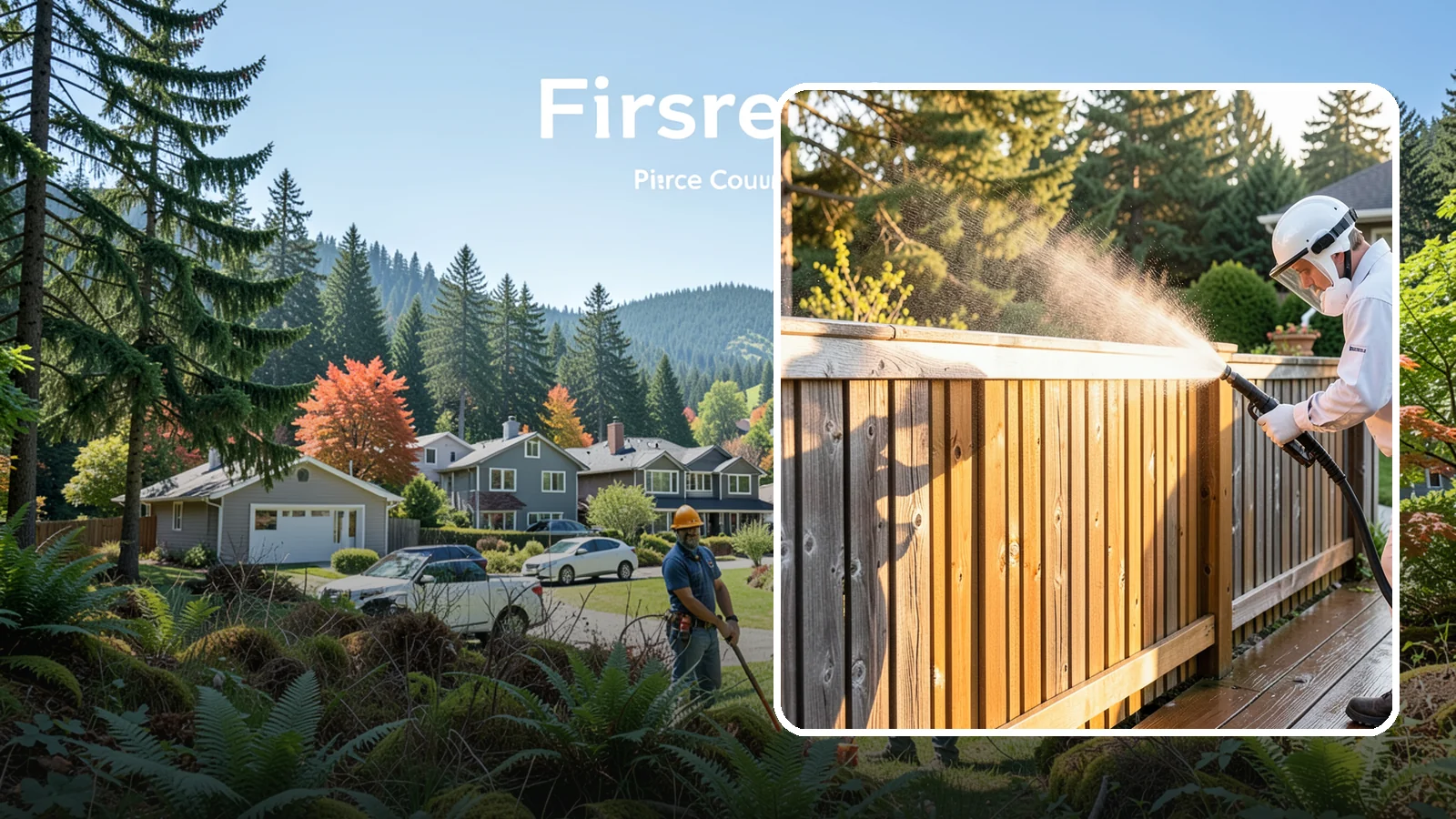 Cedar Fence Cleaning in Fircrest, Pierce County, WA - Gentle cleaning tuned for cedar, the wood that grays fastest under Washington's damp, shaded conditions.