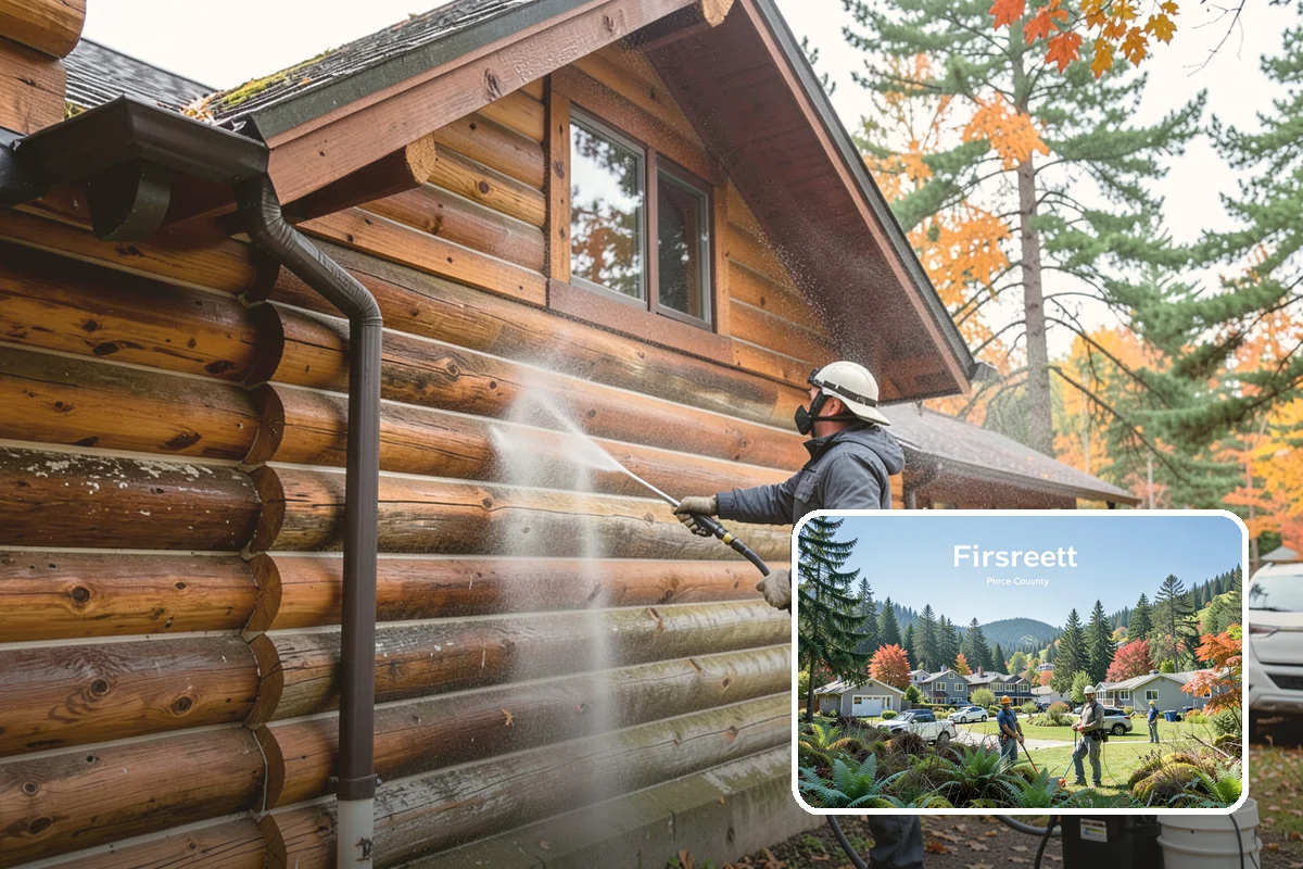 Cedar Fence Cleaning in Fircrest, Pierce County, WA - Brings back cedar's natural warm color hidden under gray weathering