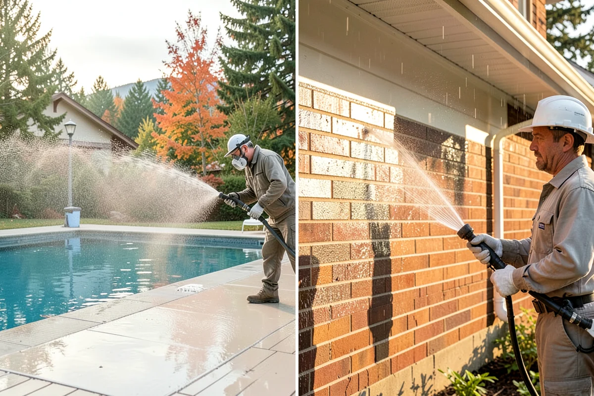 Cedar Fence Cleaning in Fircrest, Pierce County, WA - Test a small area to confirm the right pressure for the grain
