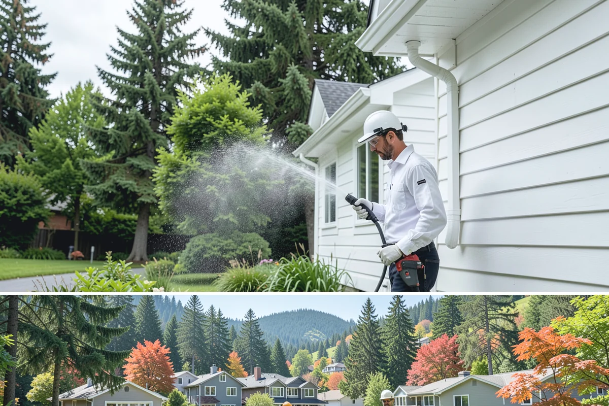 Cedar Fence Cleaning in Fircrest, Pierce County, WA - A dry stretch in summer is best so the cedar can fully dry before any stain or sealer goes on.