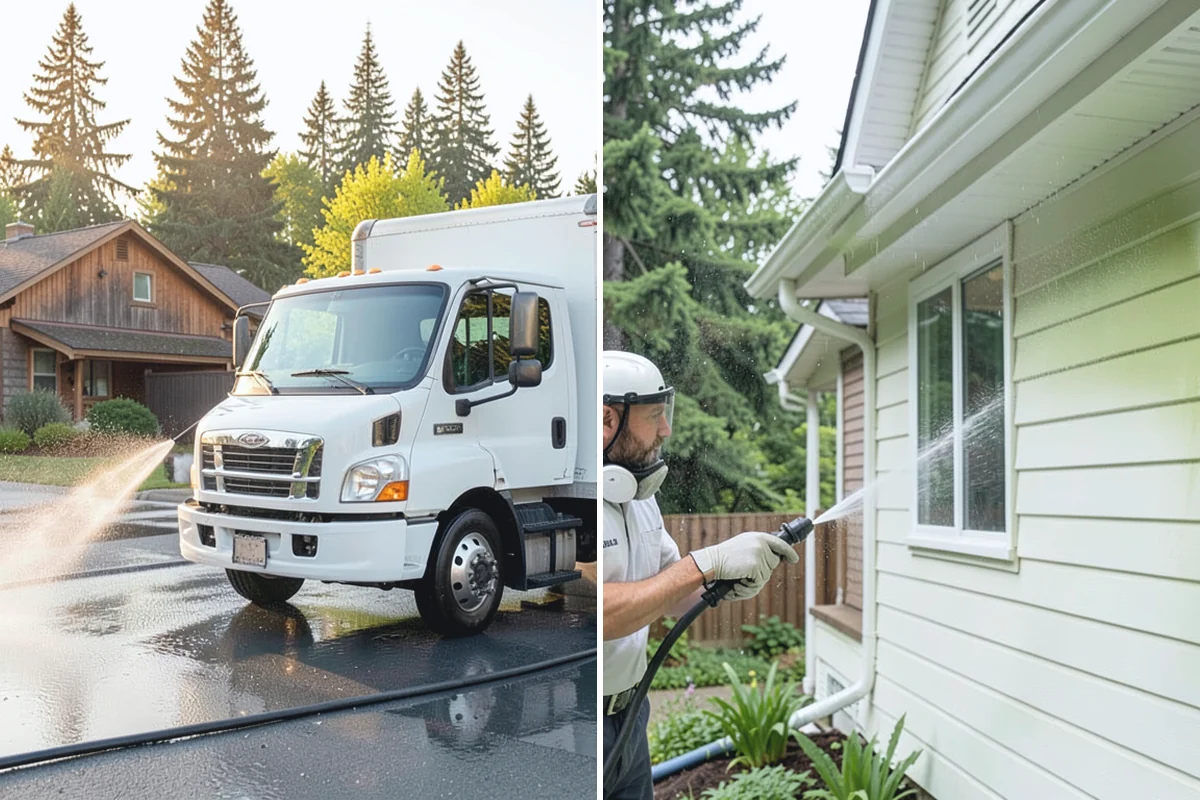 Cedar Fence Cleaning in Granite Falls, Snohomish County, WA - Test a small area to confirm the right pressure for the grain