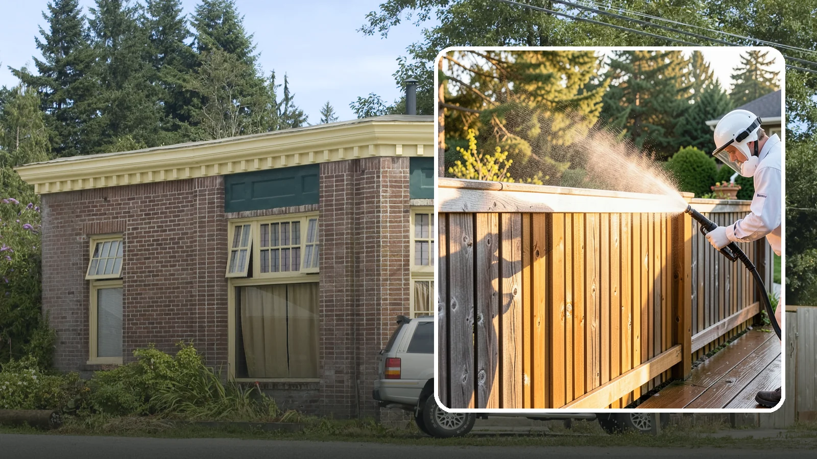 Cedar Fence Cleaning in Hamilton, Skagit County, WA - Gentle cleaning tuned for cedar, the wood that grays fastest under Washington's damp, shaded conditions.