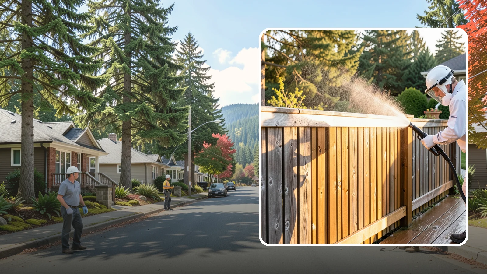 Cedar Fence Cleaning in Hunts Point, King County, WA - Gentle cleaning tuned for cedar, the wood that grays fastest under Washington's damp, shaded conditions.