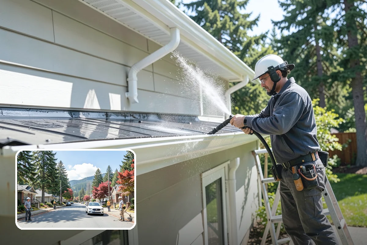 Cedar Fence Cleaning in Hunts Point, King County, WA - Brings back cedar's natural warm color hidden under gray weathering