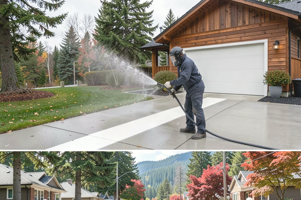 Cedar Fence Cleaning in Hunts Point, King County, WA - A dry stretch in summer is best so the cedar can fully dry before any stain or sealer goes on.