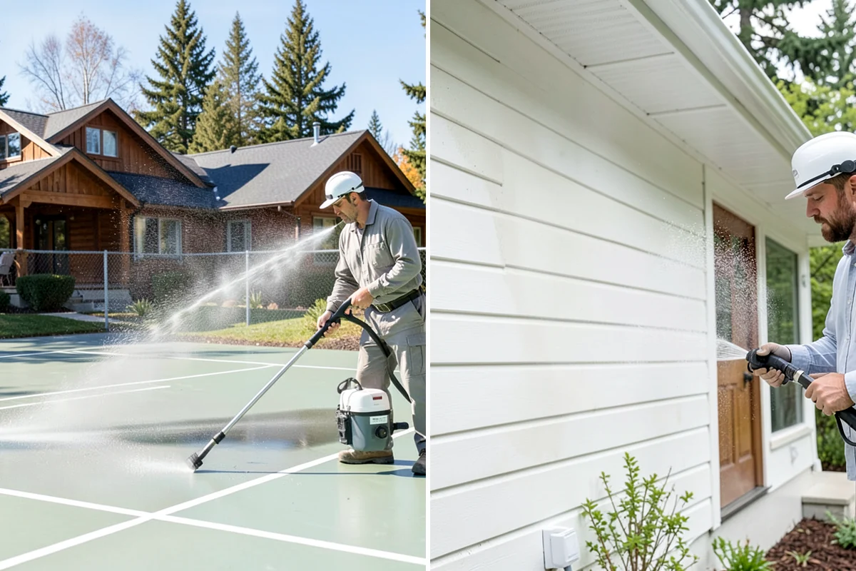 Cedar Fence Cleaning in Kenmore, King County, WA - Test a small area to confirm the right pressure for the grain
