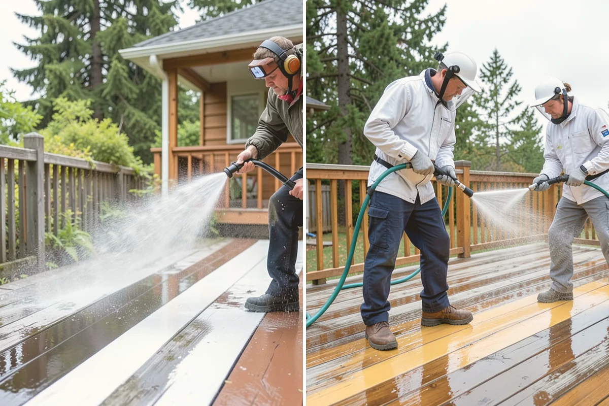 Cedar Fence Cleaning in Kent, King County, WA - Test a small area to confirm the right pressure for the grain