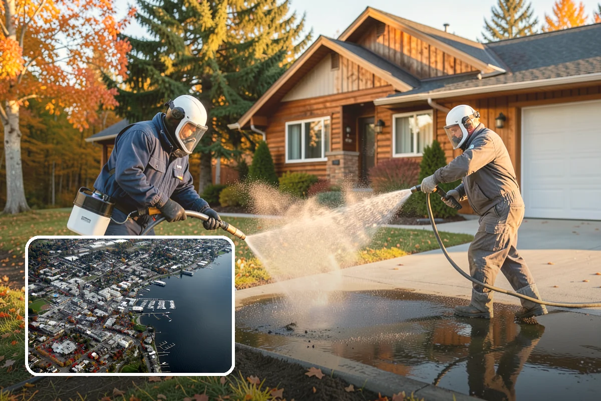 Cedar Fence Cleaning in Kirkland, King County, WA - Brings back cedar's natural warm color hidden under gray weathering