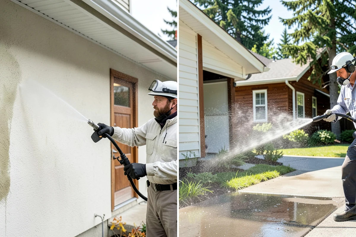 Cedar Fence Cleaning in Lake Forest Park, King County, WA - Test a small area to confirm the right pressure for the grain