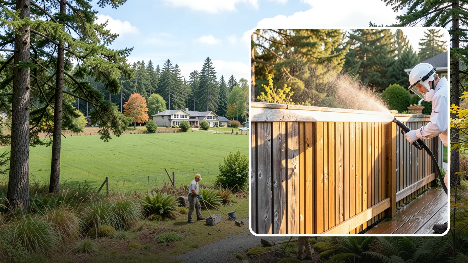 Cedar Fence Cleaning in Lyman, Skagit County, WA - Gentle cleaning tuned for cedar, the wood that grays fastest under Washington's damp, shaded conditions.