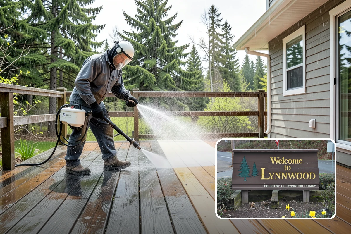 Cedar Fence Cleaning in Lynnwood, Snohomish County, WA - Brings back cedar's natural warm color hidden under gray weathering
