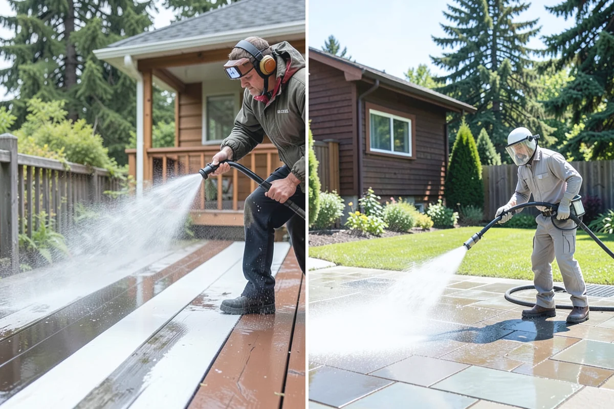 Cedar Fence Cleaning in Marysville, Snohomish County, WA - Test a small area to confirm the right pressure for the grain