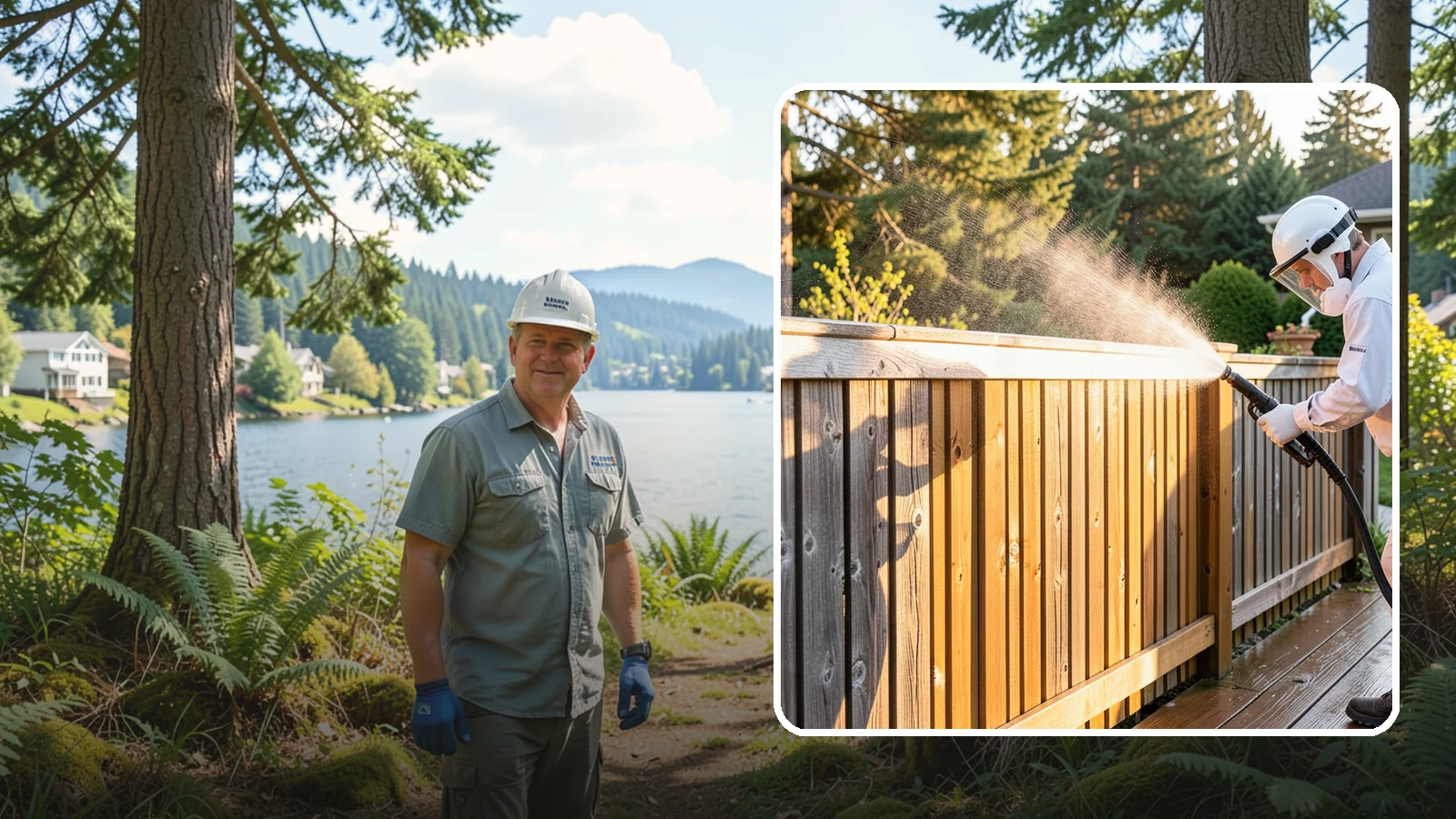 Cedar Fence Cleaning in Milton, King County, WA - Gentle cleaning tuned for cedar, the wood that grays fastest under Washington's damp, shaded conditions.