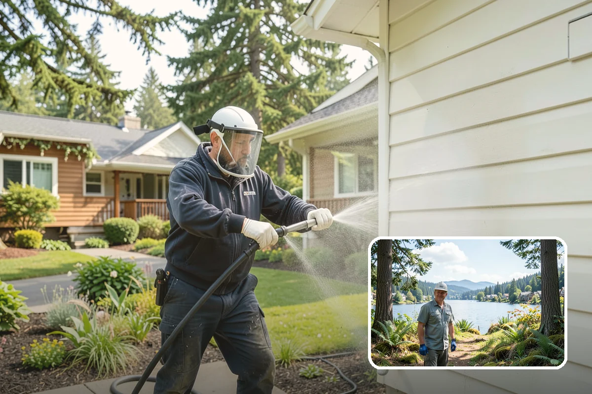 Cedar Fence Cleaning in Milton, King County, WA - Brings back cedar's natural warm color hidden under gray weathering