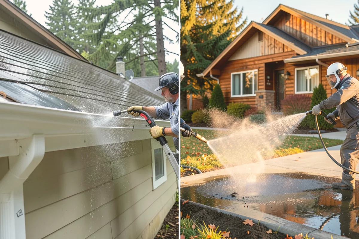 Cedar Fence Cleaning in Milton, King County, WA - Test a small area to confirm the right pressure for the grain