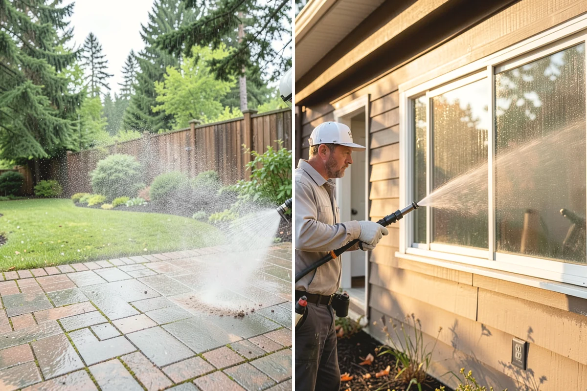 Cedar Fence Cleaning in Monroe, Snohomish County, WA - Test a small area to confirm the right pressure for the grain