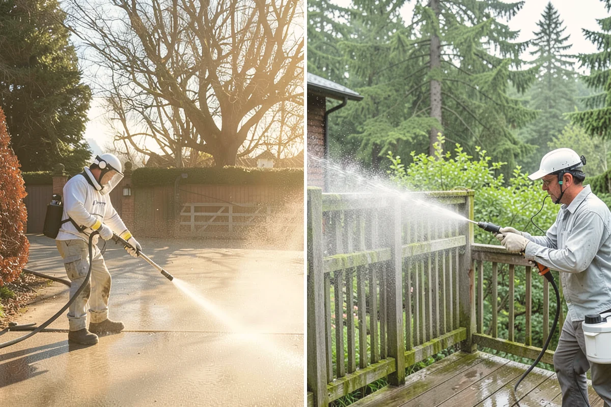 Cedar Fence Cleaning in Mount Vernon, Skagit County, WA - Test a small area to confirm the right pressure for the grain