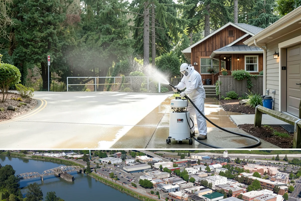 Cedar Fence Cleaning in Mount Vernon, Skagit County, WA - A dry stretch in summer is best so the cedar can fully dry before any stain or sealer goes on.