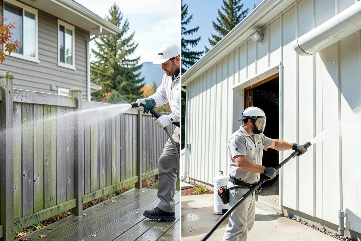 Cedar Fence Cleaning in Normandy Park, King County, WA - Test a small area to confirm the right pressure for the grain