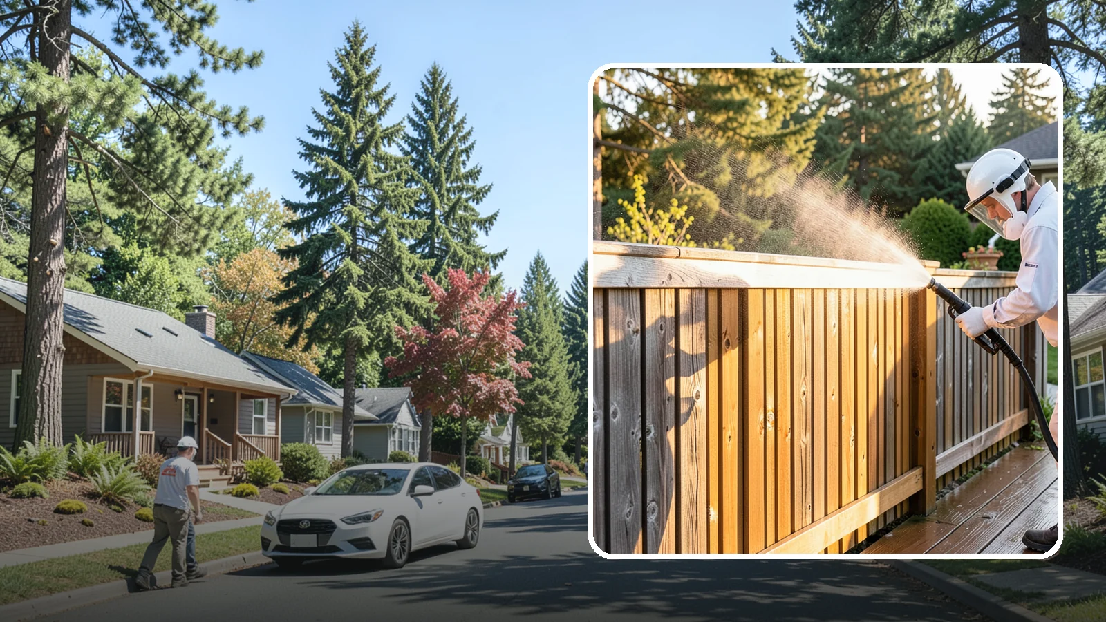 Cedar Fence Cleaning in Orting, Pierce County, WA - Gentle cleaning tuned for cedar, the wood that grays fastest under Washington's damp, shaded conditions.