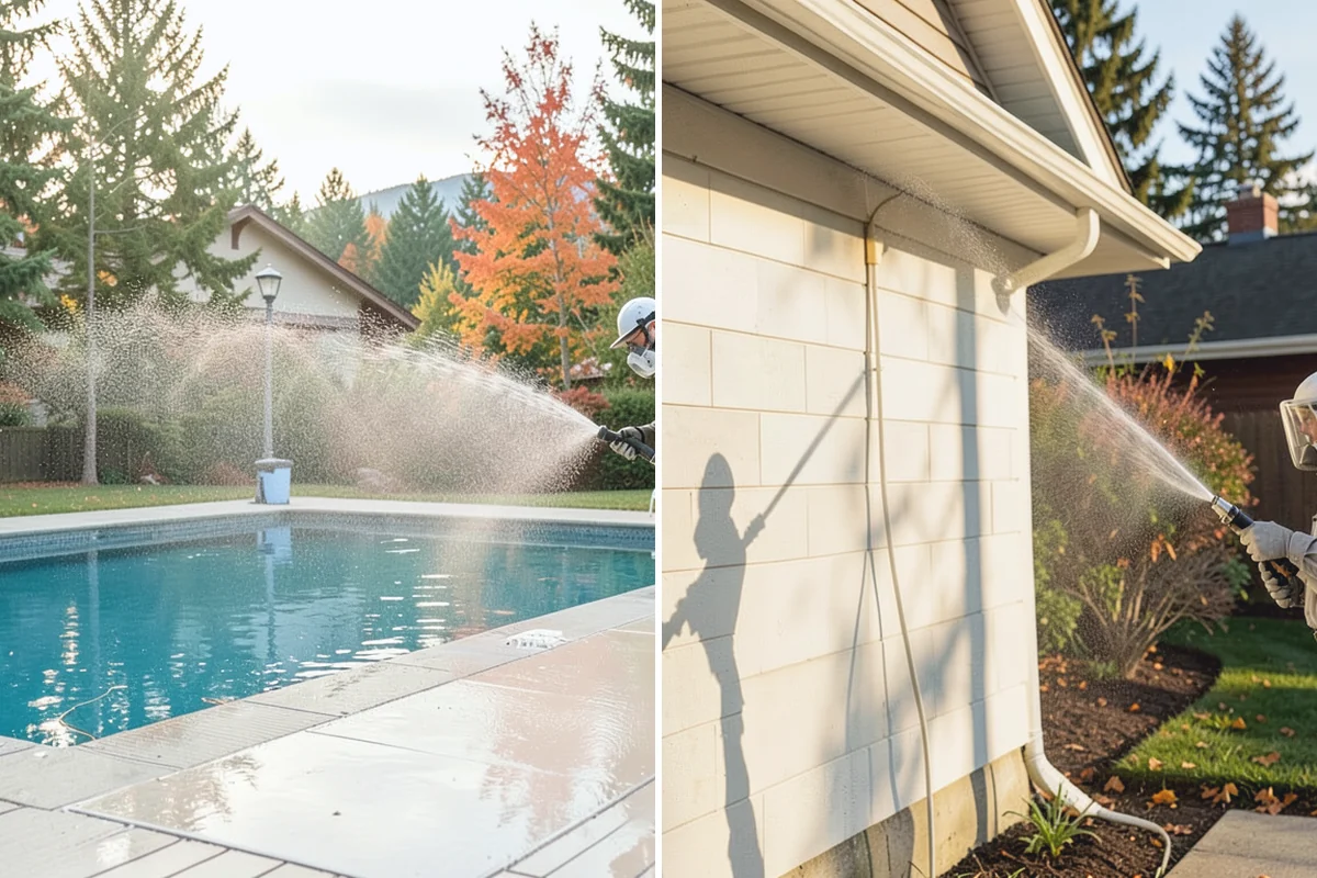 Cedar Fence Cleaning in Redmond, King County, WA - Test a small area to confirm the right pressure for the grain