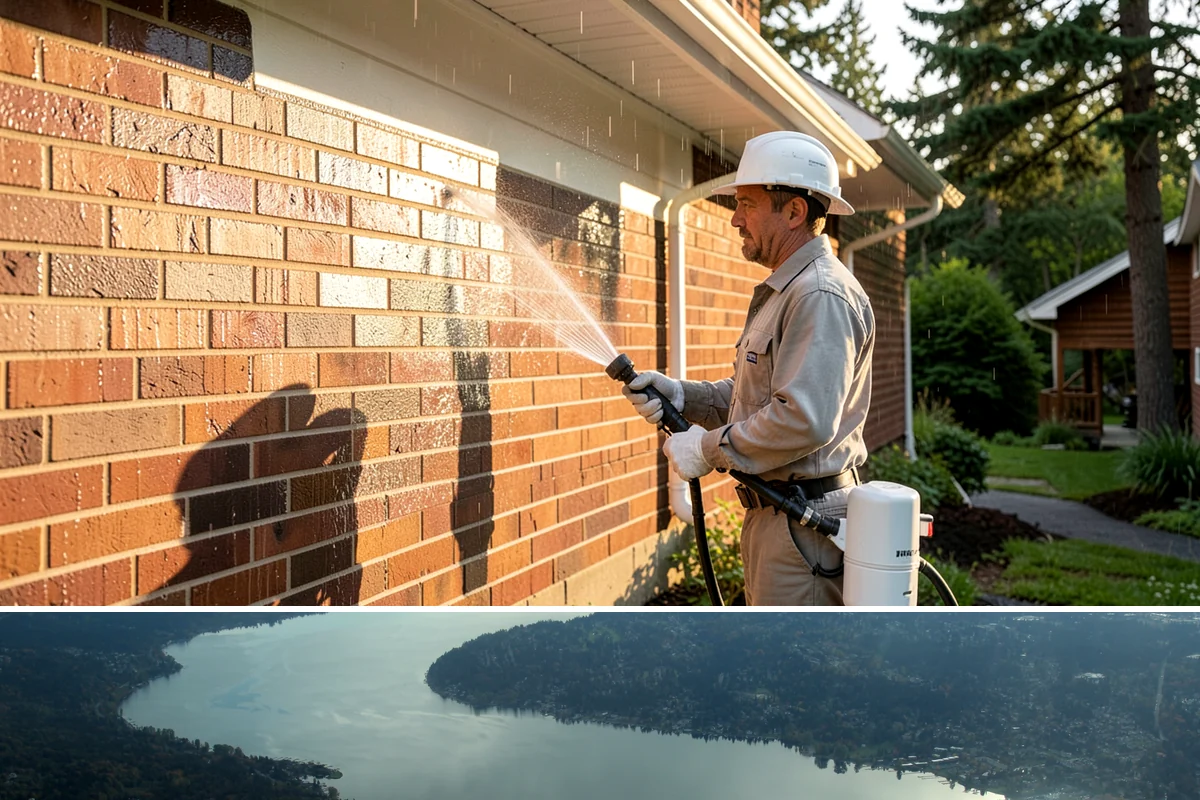 Cedar Fence Cleaning in Sammamish, King County, WA - A dry stretch in summer is best so the cedar can fully dry before any stain or sealer goes on.