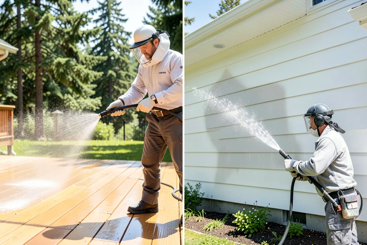 Cedar Fence Cleaning in SeaTac, King County, WA - Test a small area to confirm the right pressure for the grain