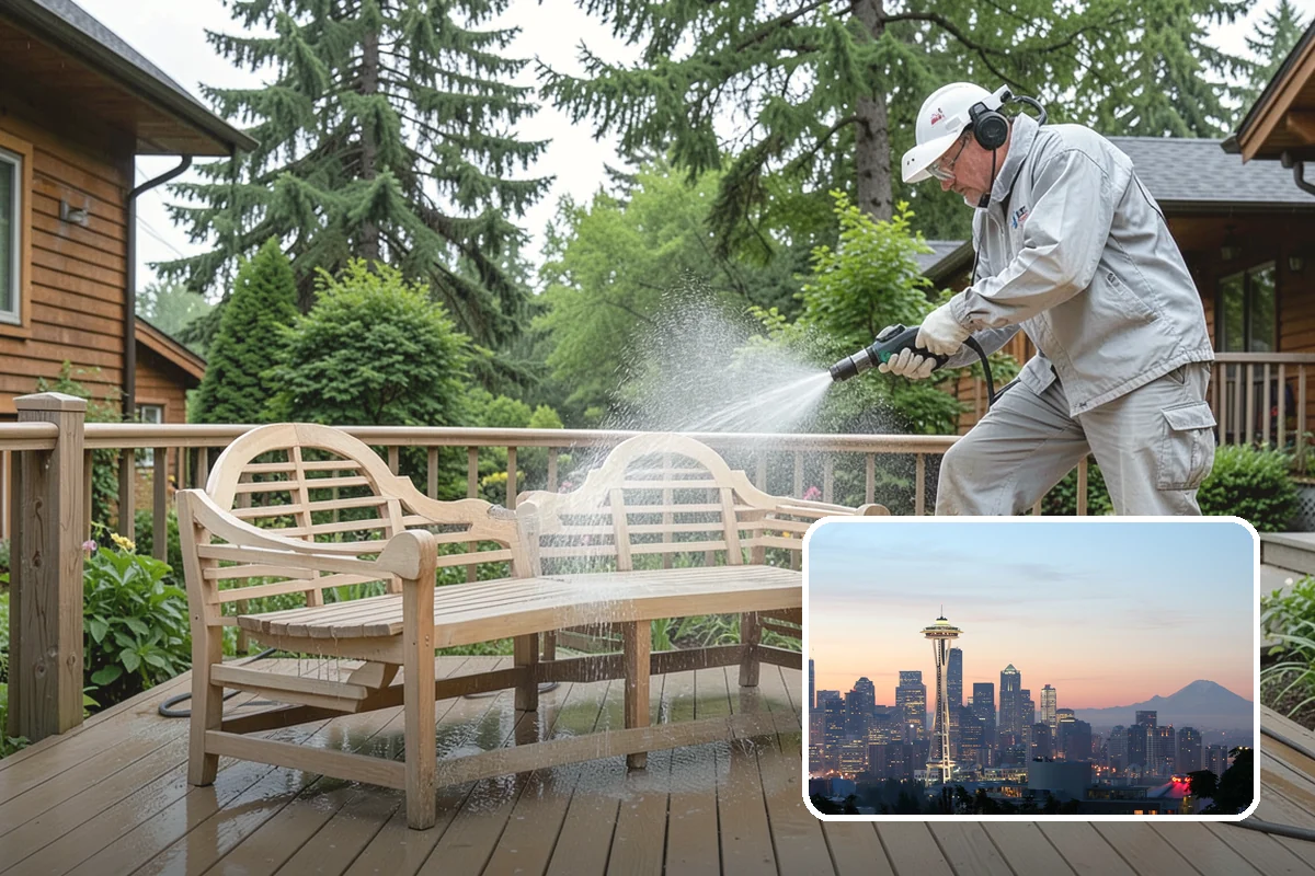 Cedar Fence Cleaning in Seattle, King County, WA - Brings back cedar's natural warm color hidden under gray weathering