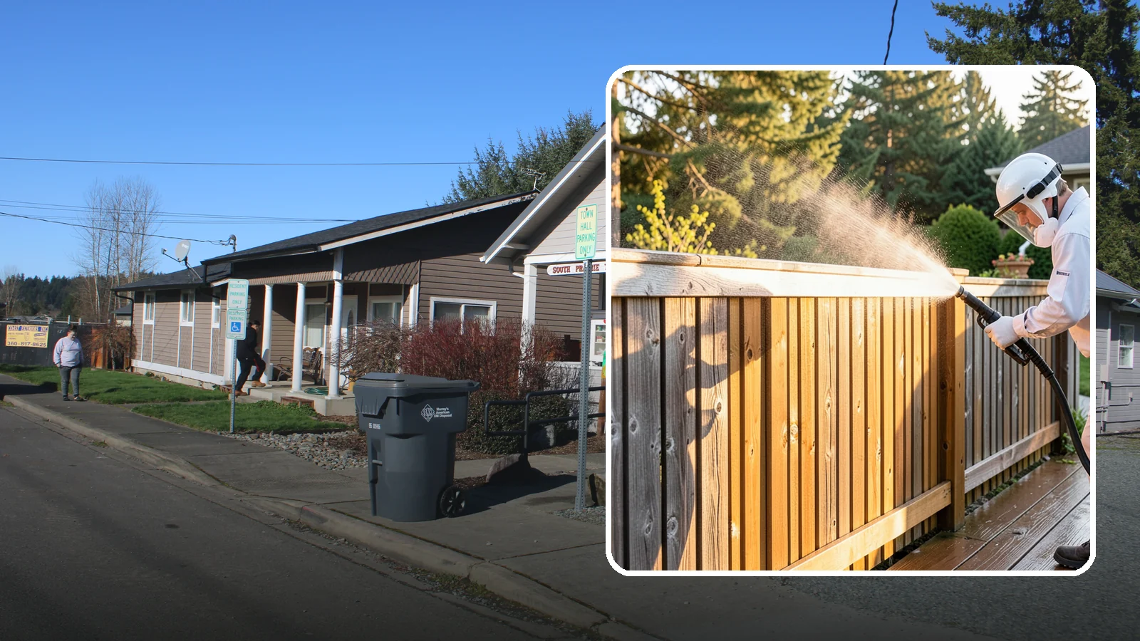 Cedar Fence Cleaning in South Prairie, Pierce County, WA - Gentle cleaning tuned for cedar, the wood that grays fastest under Washington's damp, shaded conditions.