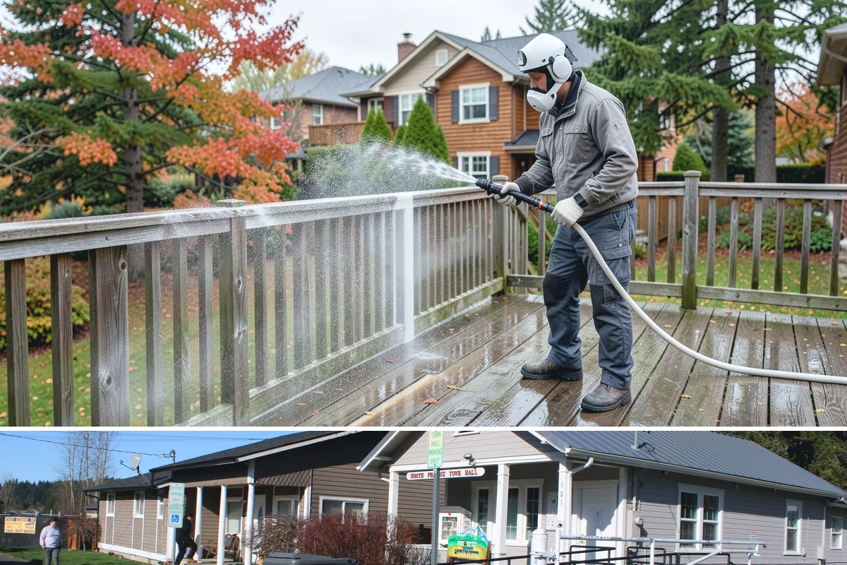 Cedar Fence Cleaning in South Prairie, Pierce County, WA - A dry stretch in summer is best so the cedar can fully dry before any stain or sealer goes on.