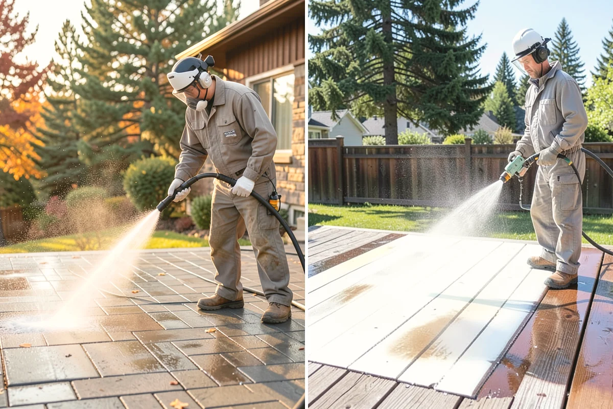 Cedar Fence Cleaning in Steilacoom, Pierce County, WA - Test a small area to confirm the right pressure for the grain