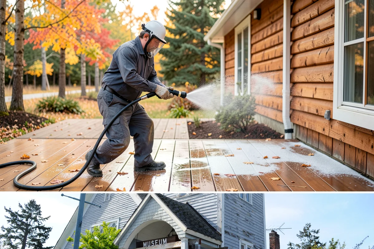Cedar Fence Cleaning in Steilacoom, Pierce County, WA - A dry stretch in summer is best so the cedar can fully dry before any stain or sealer goes on.