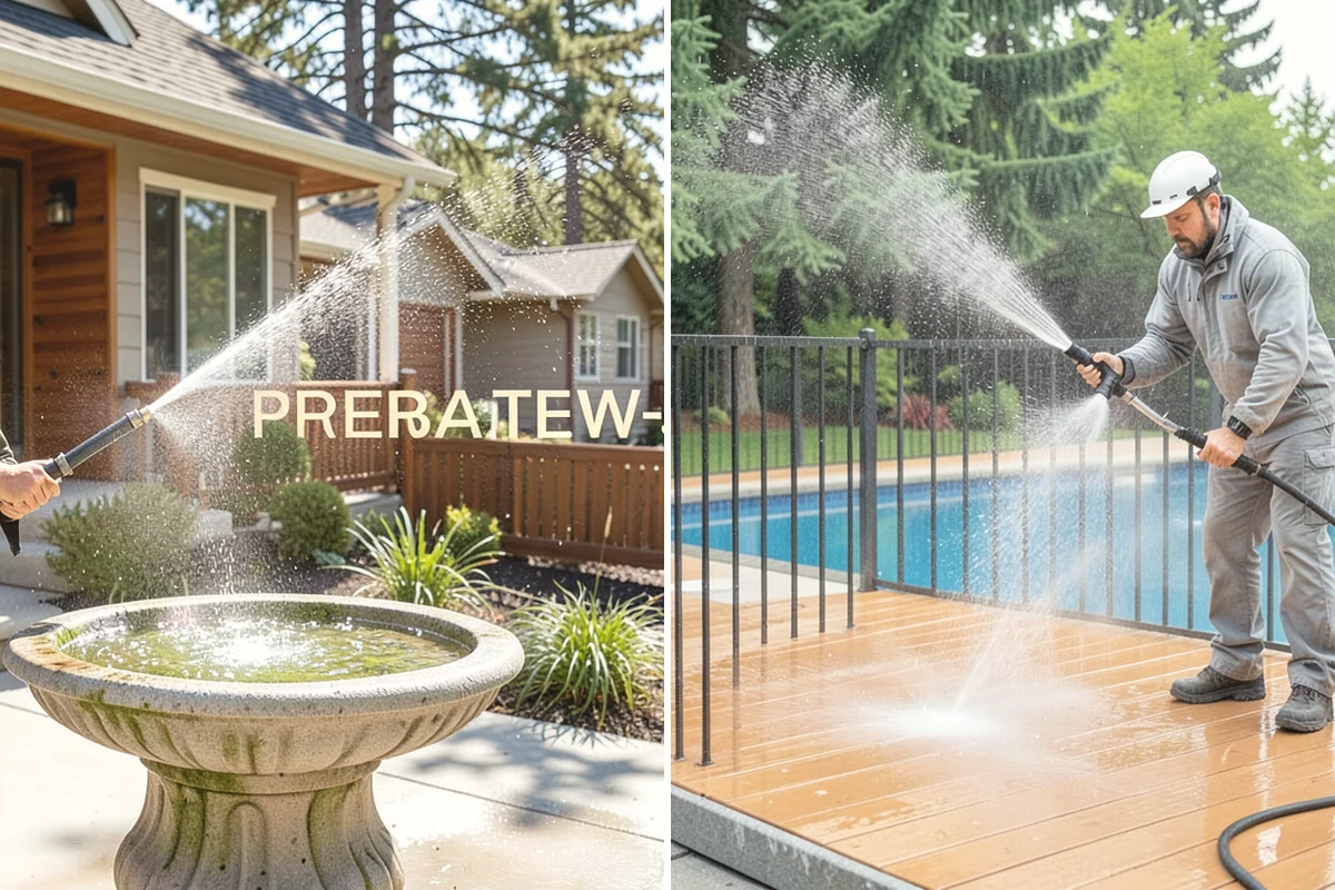 Cedar Fence Cleaning in Tacoma, Pierce County, WA - Test a small area to confirm the right pressure for the grain