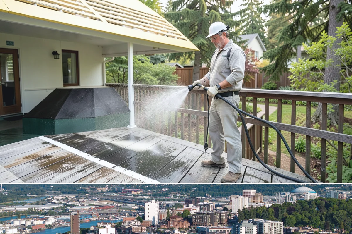 Cedar Fence Cleaning in Tacoma, Pierce County, WA - A dry stretch in summer is best so the cedar can fully dry before any stain or sealer goes on.