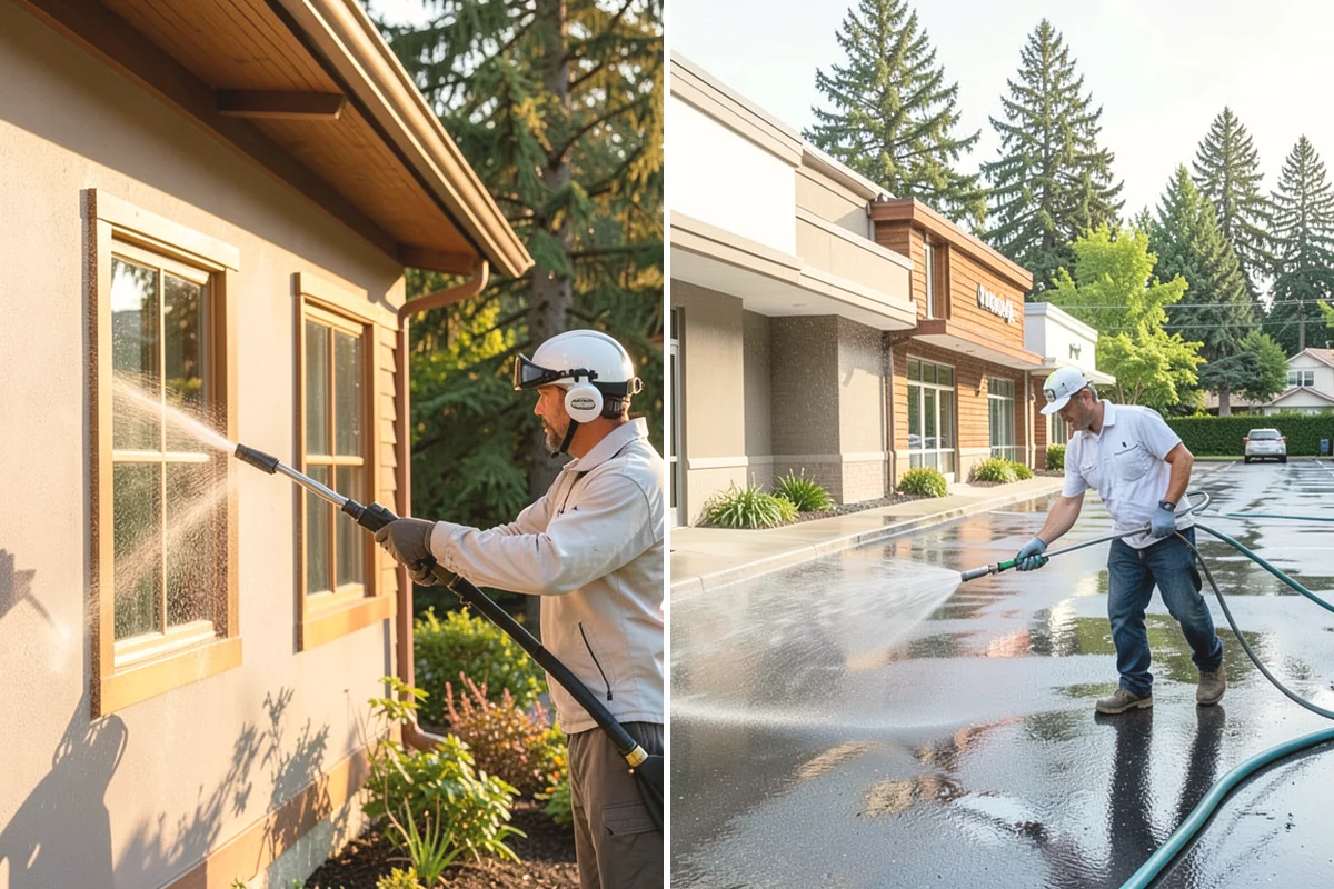 Cedar Fence Cleaning in Tukwila, King County, WA - Test a small area to confirm the right pressure for the grain