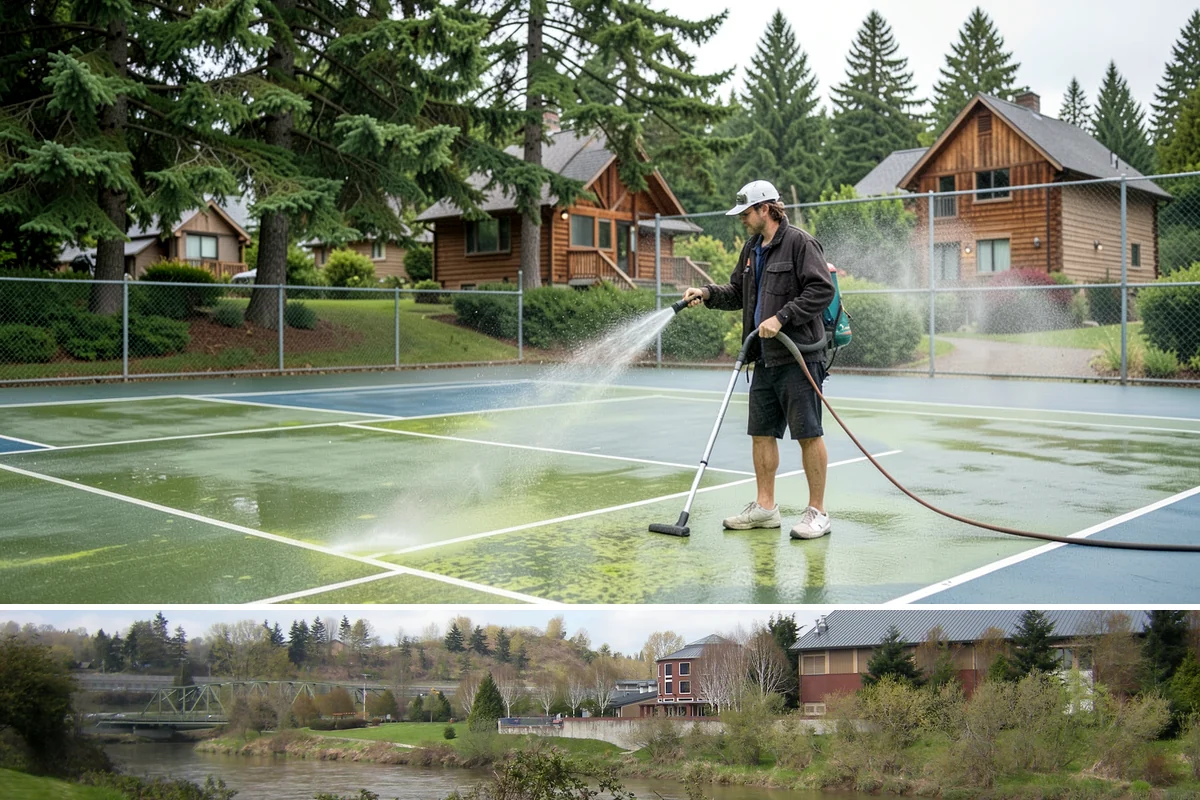 Cedar Fence Cleaning in Tukwila, King County, WA - A dry stretch in summer is best so the cedar can fully dry before any stain or sealer goes on.