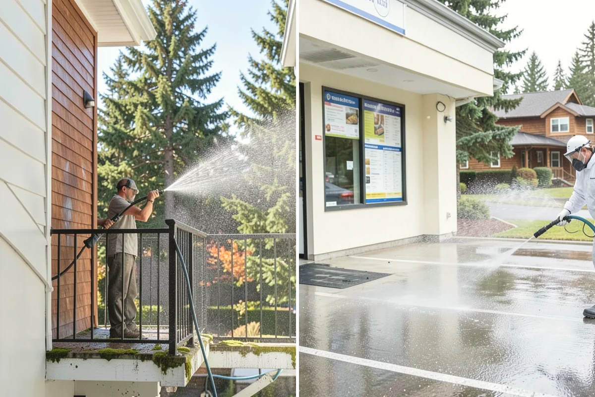 Cedar Fence Cleaning in University Place, Pierce County, WA - Test a small area to confirm the right pressure for the grain