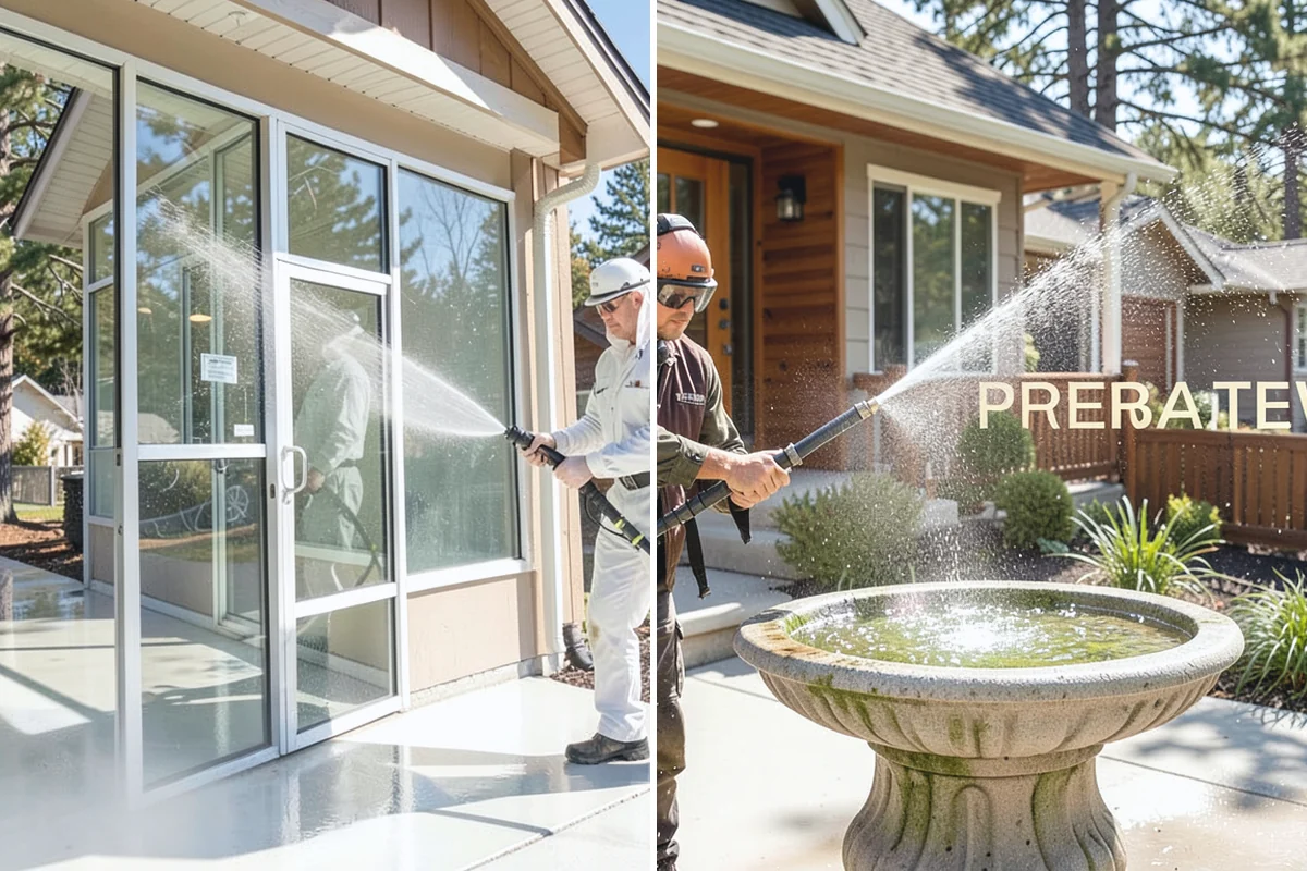 Cedar Fence Cleaning in Wilkeson, Pierce County, WA - Test a small area to confirm the right pressure for the grain