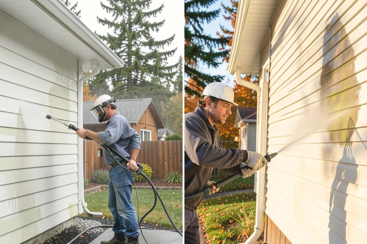 Cedar Fence Cleaning in Yarrow Point, King County, WA - Test a small area to confirm the right pressure for the grain