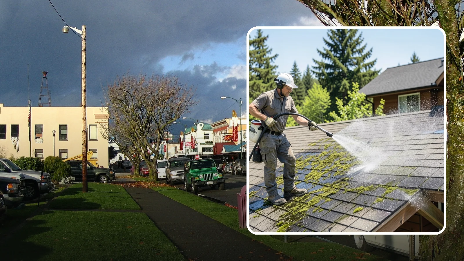 Cedar Shake Roof Cleaning in Arlington, Snohomish County, WA - Gentle restoration cleaning for cedar shake and shingle roofs that removes moss while preserving the wood.