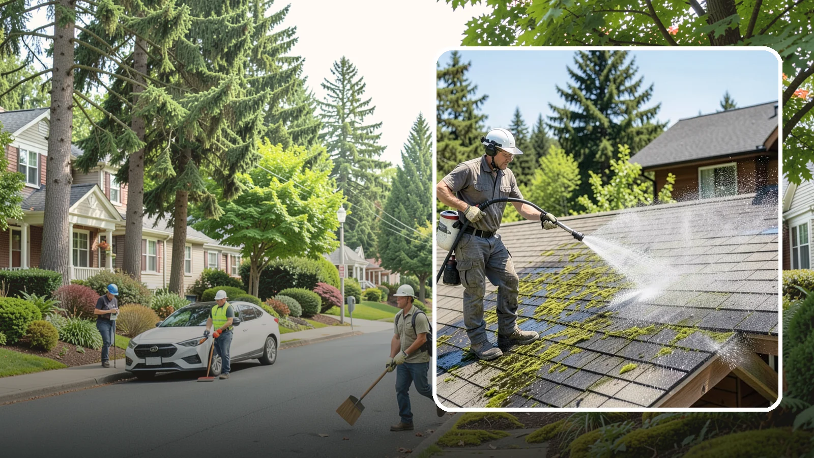 Cedar Shake Roof Cleaning in Beaux Arts Village, King County, WA - Gentle restoration cleaning for cedar shake and shingle roofs that removes moss while preserving the wood.