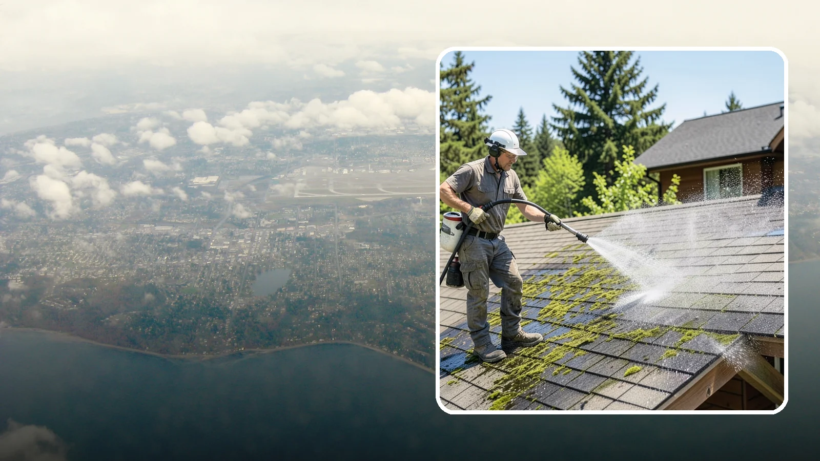 Cedar Shake Roof Cleaning in Burien, King County, WA - Gentle restoration cleaning for cedar shake and shingle roofs that removes moss while preserving the wood.
