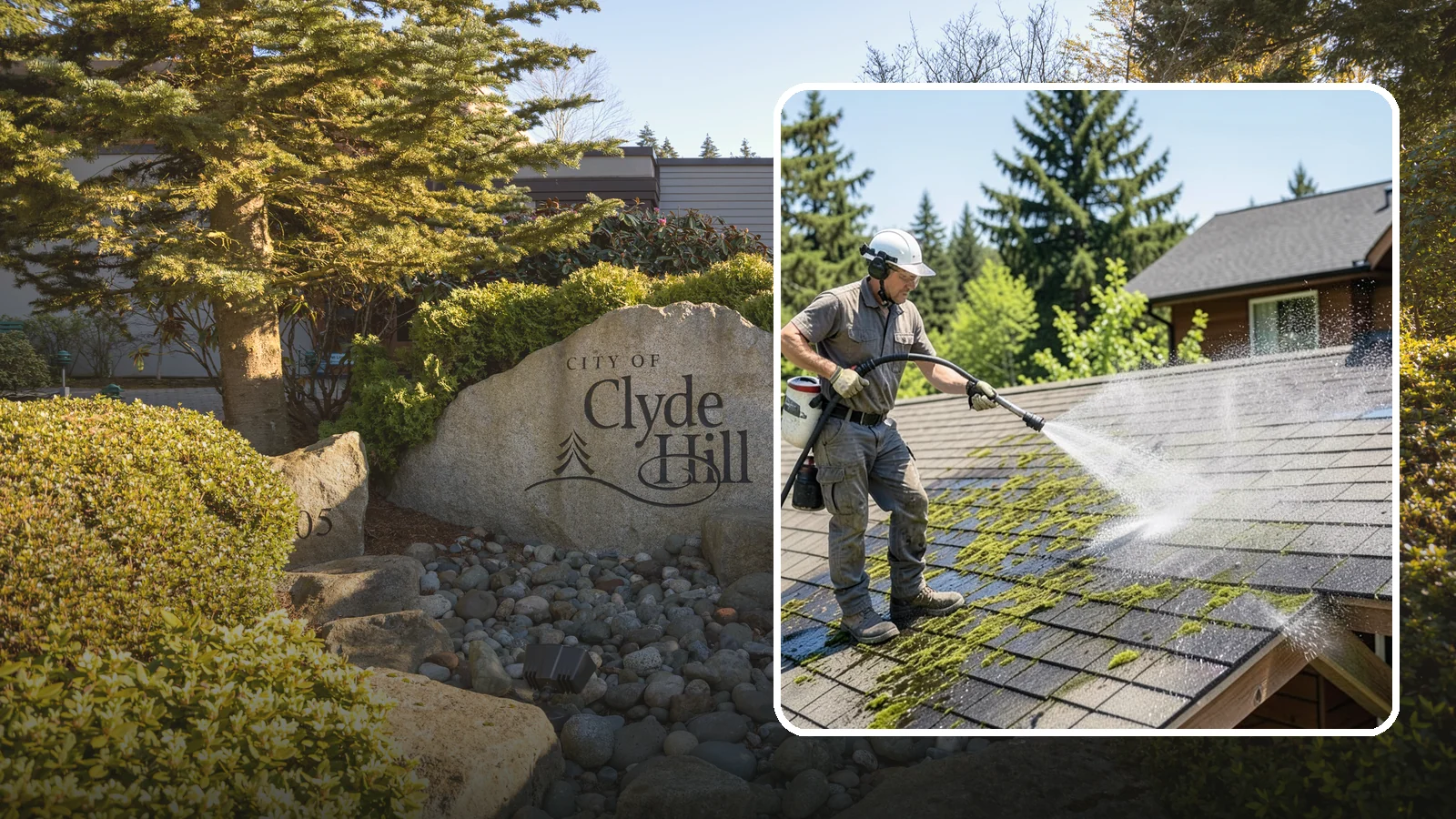 Cedar Shake Roof Cleaning in Clyde Hill, King County, WA - Gentle restoration cleaning for cedar shake and shingle roofs that removes moss while preserving the wood.