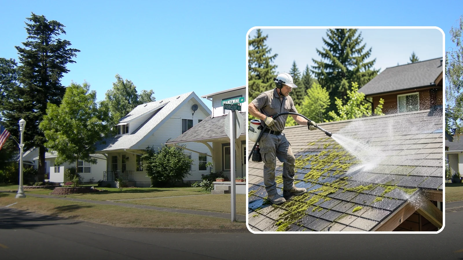 Cedar Shake Roof Cleaning in DuPont, Pierce County, WA - Gentle restoration cleaning for cedar shake and shingle roofs that removes moss while preserving the wood.